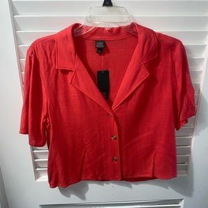 Wild Fable Red Crop Button Up Shirt